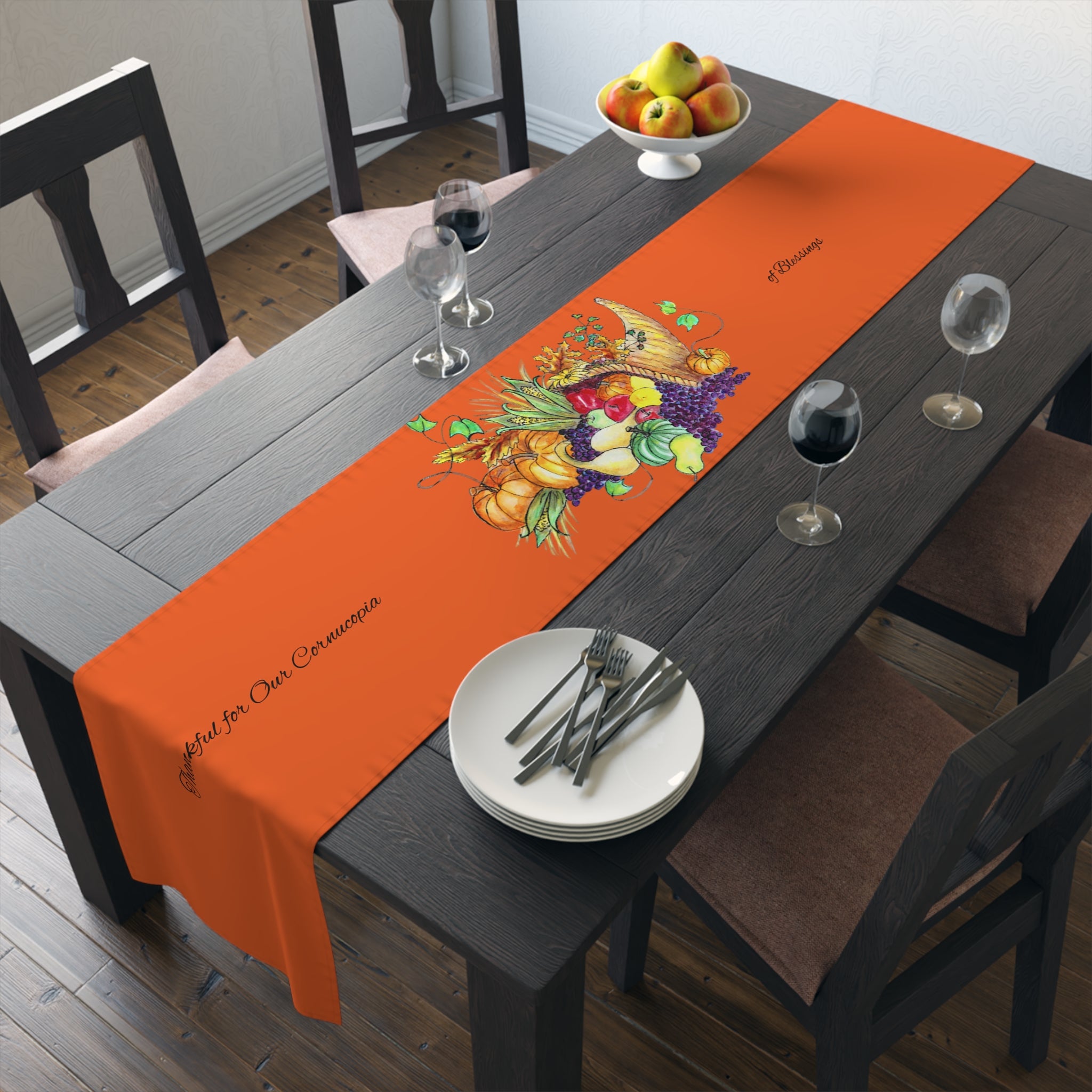 Table Runner - Thankful for Our Cornucopia of Blessings (Cotton, Poly) by Studio Blitz