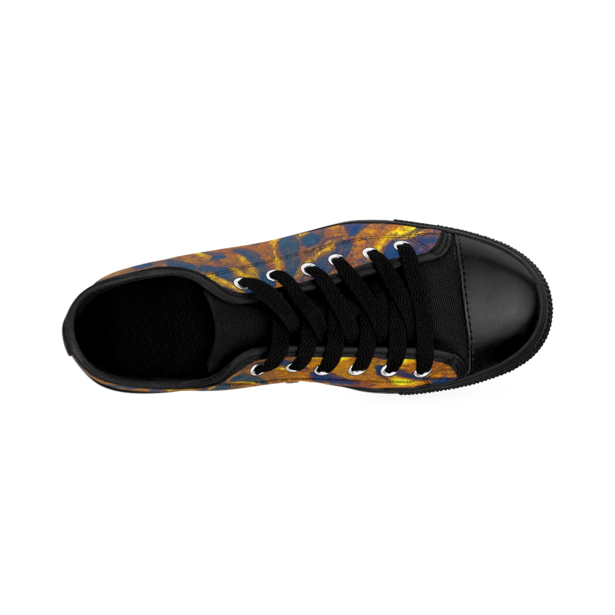 Casual Sneakers with Unique Gold & Black Abstract Art by Studio Blitz