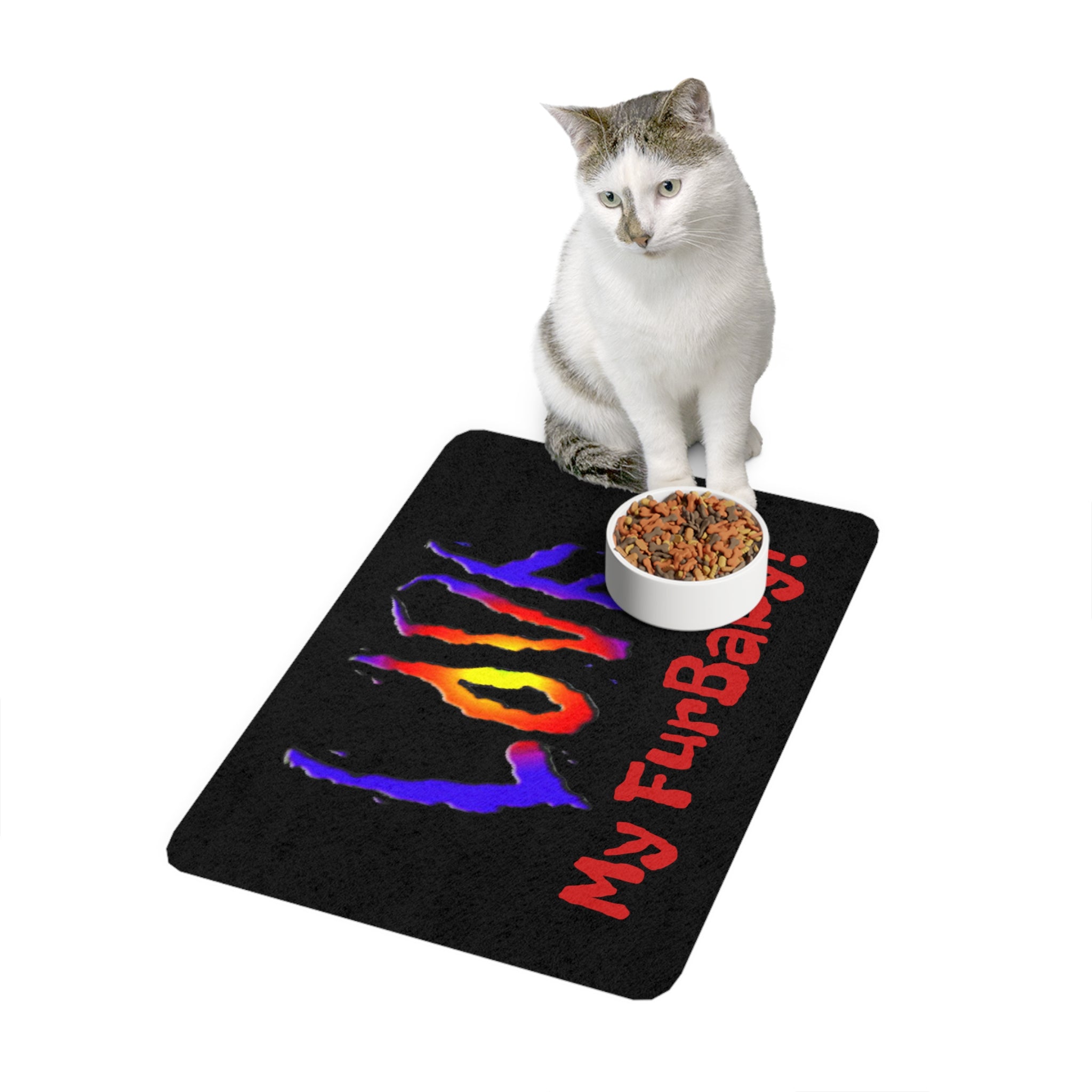 One of a Kind Pet Food Mat - "Love My FurBaby!" Designed by Studio Blitz