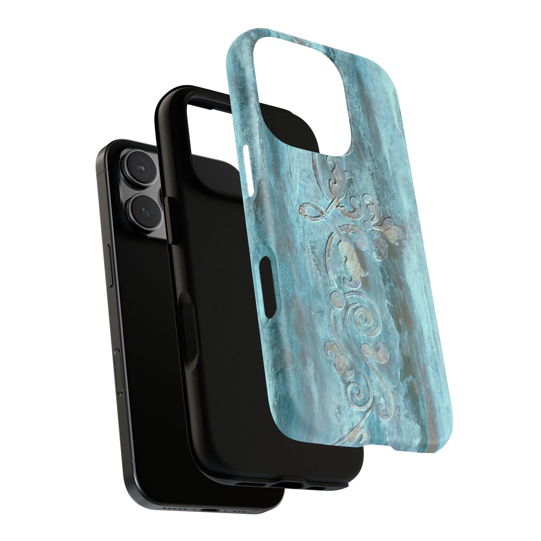 Elegant Phone Case with Abstract Art & Scroll Design