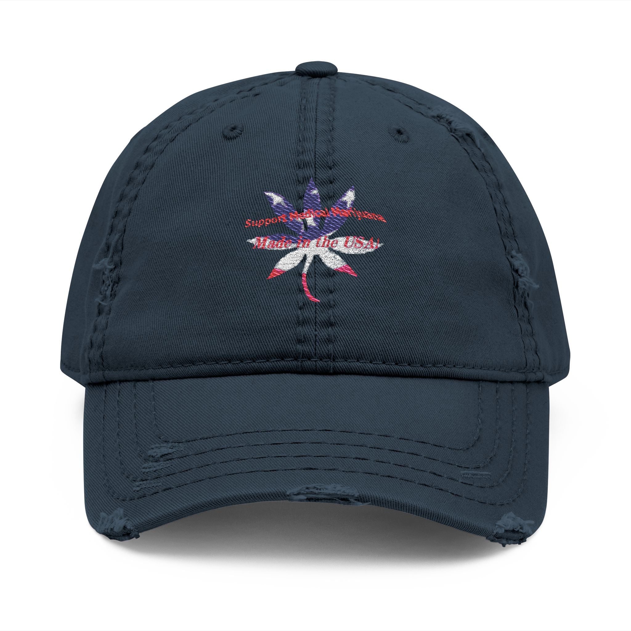 Distressed Embroidered Hat - Medical Marijuana designed by Studio Blitz
