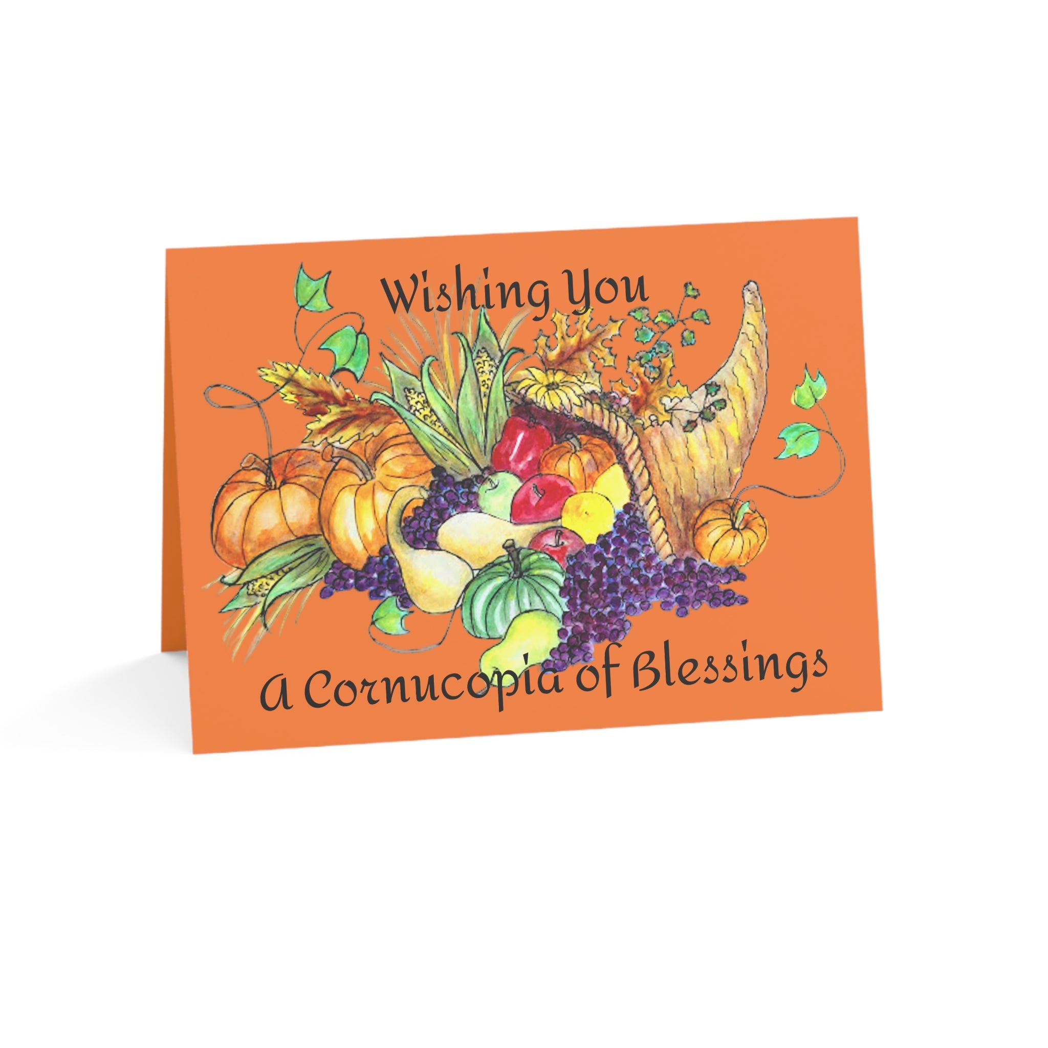 Cornucopia Thanksgiving Greeting Cards painted by Studio Blitz