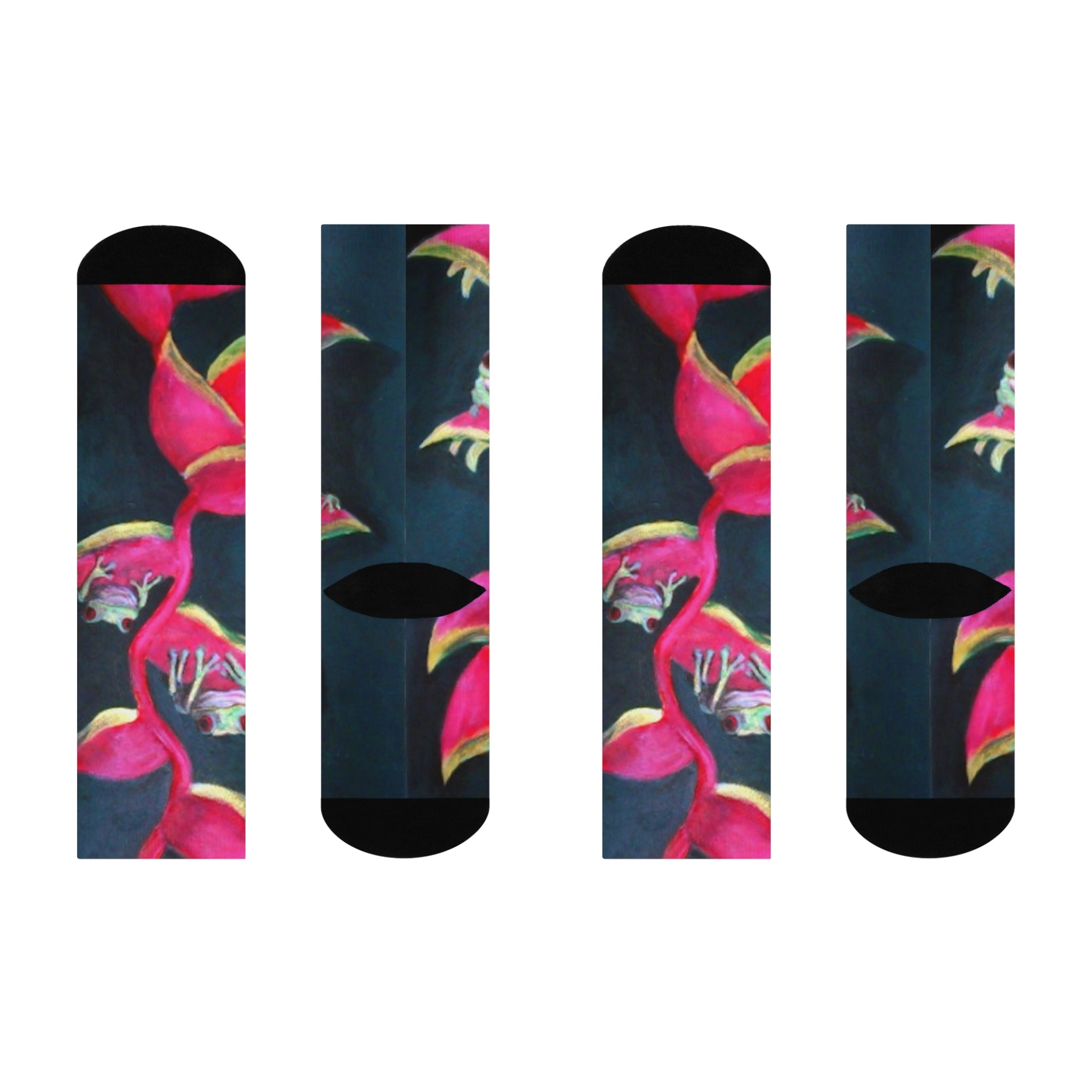 Flamboyant Frog Crew Socks - Cozy Footwear for Nature Lovers, Funky Sock Gift, Fun Animal Design, Quirky Fashion Statement