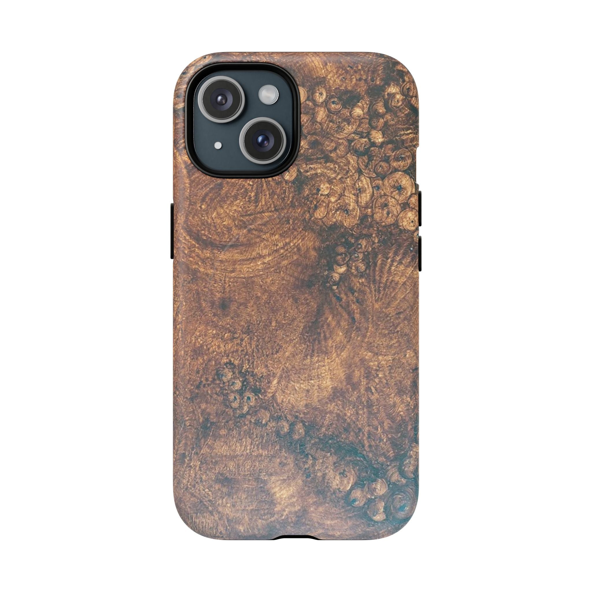 Durable Magnetic Phone Case with Unique Burl Wood Art Design by Studio Blitz that will make people take notice.