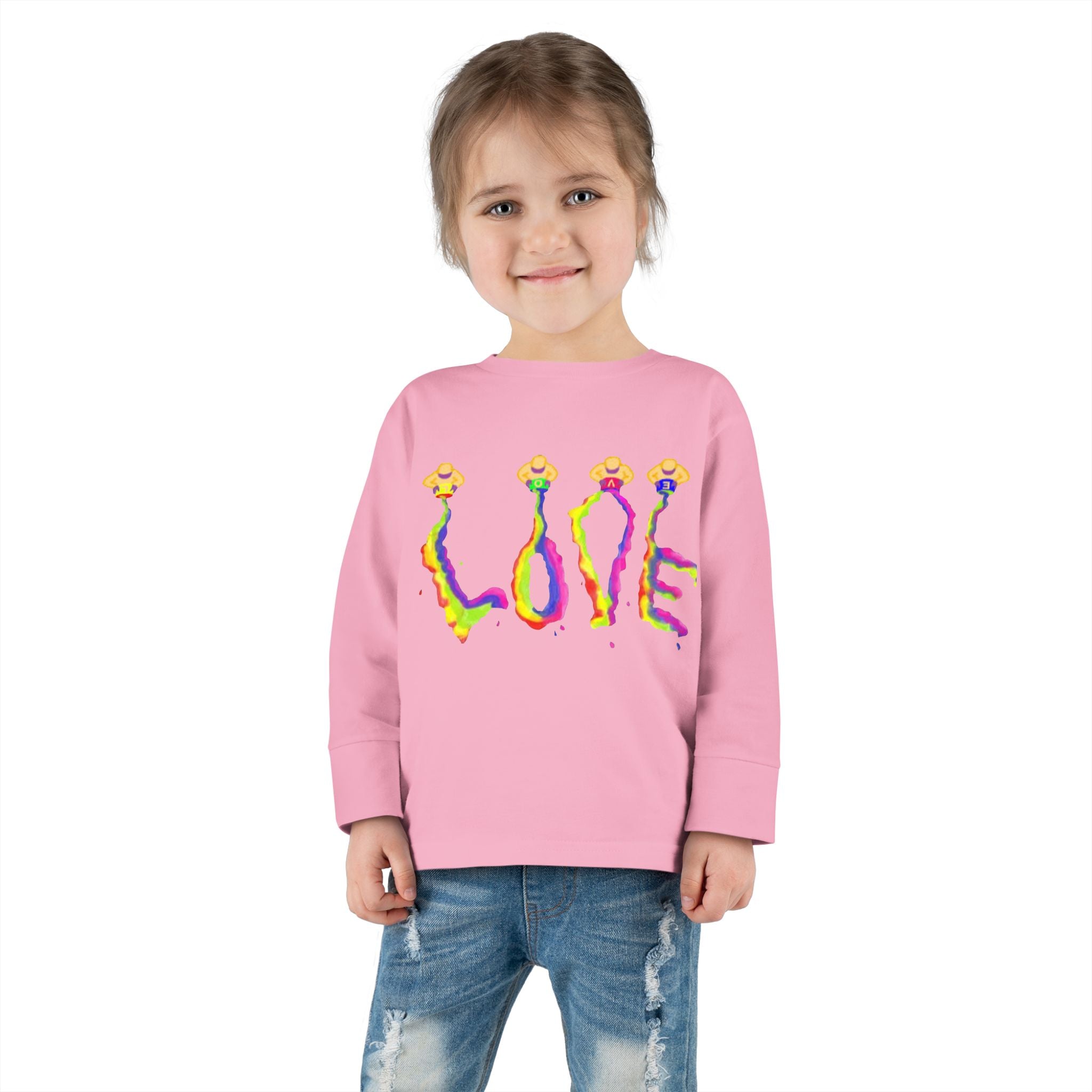 Toddler Long Sleeve Tee - It's All About Love in Bright Colors by Studio Blitz