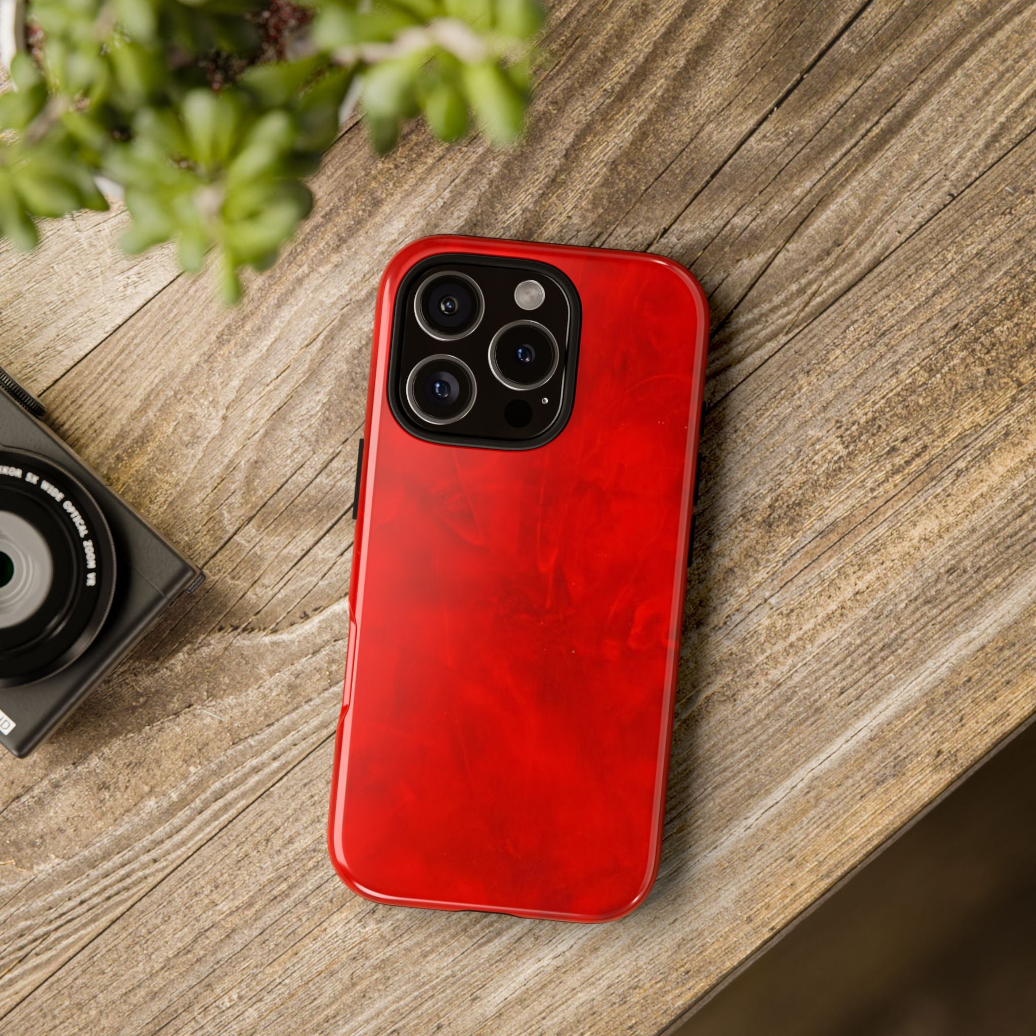 Tough Phone Case with Red Leather Look by Studio Blitz