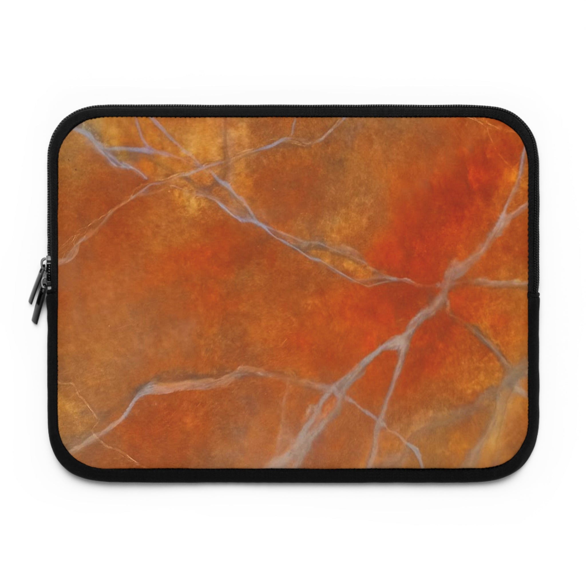 Stylish Laptop Sleeve in Red/Orange Modern Marble Design by Studio Blitz