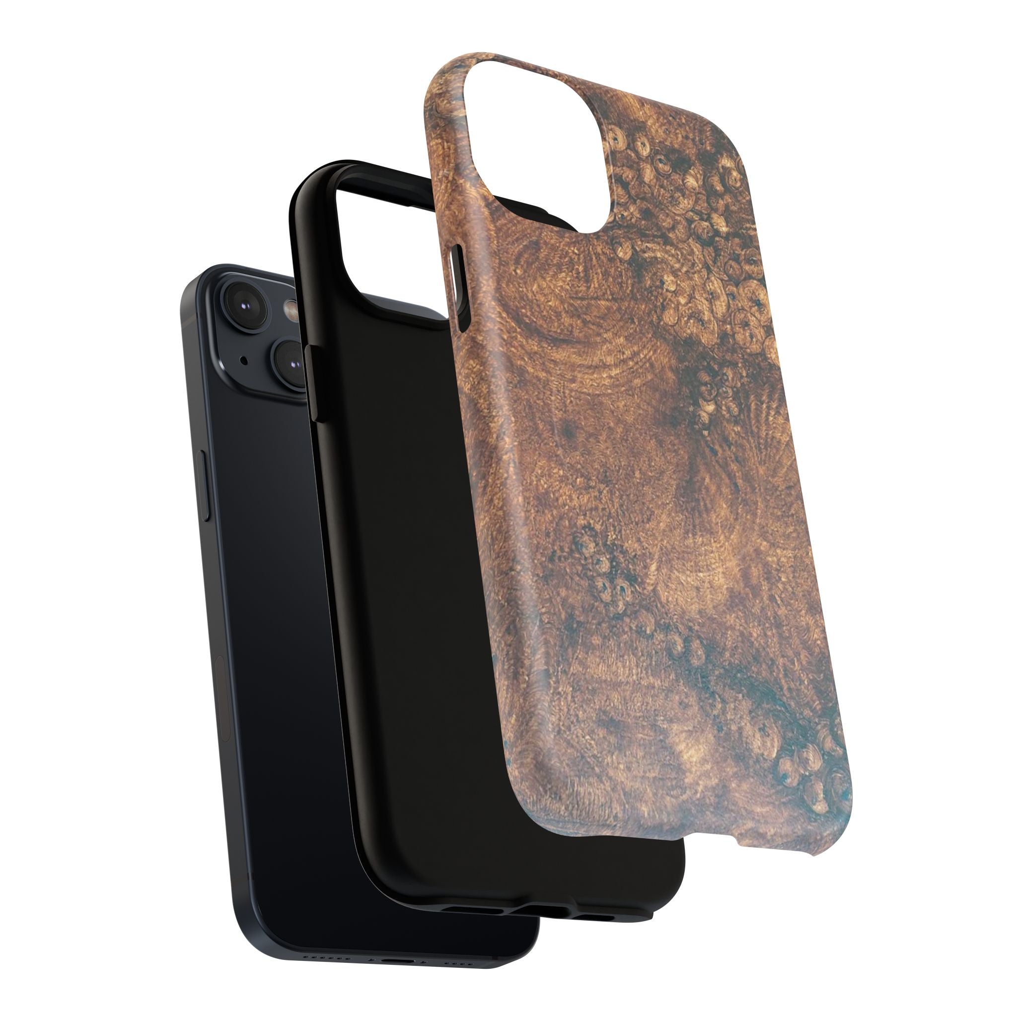 Durable Magnetic Phone Case with Unique Burl Wood Art Design by Studio Blitz that will make people take notice.