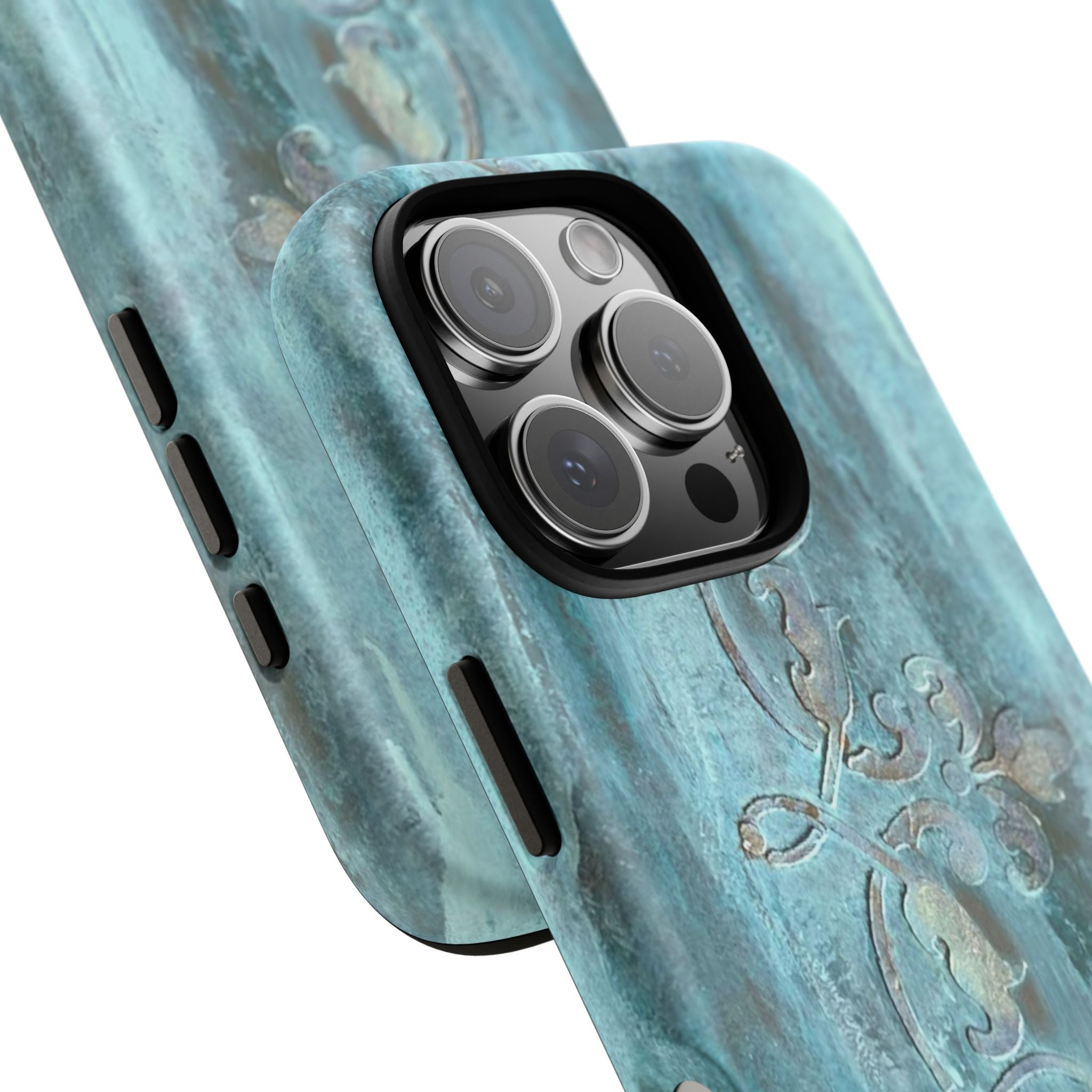 Elegant Phone Case with Abstract Art & Scroll Design