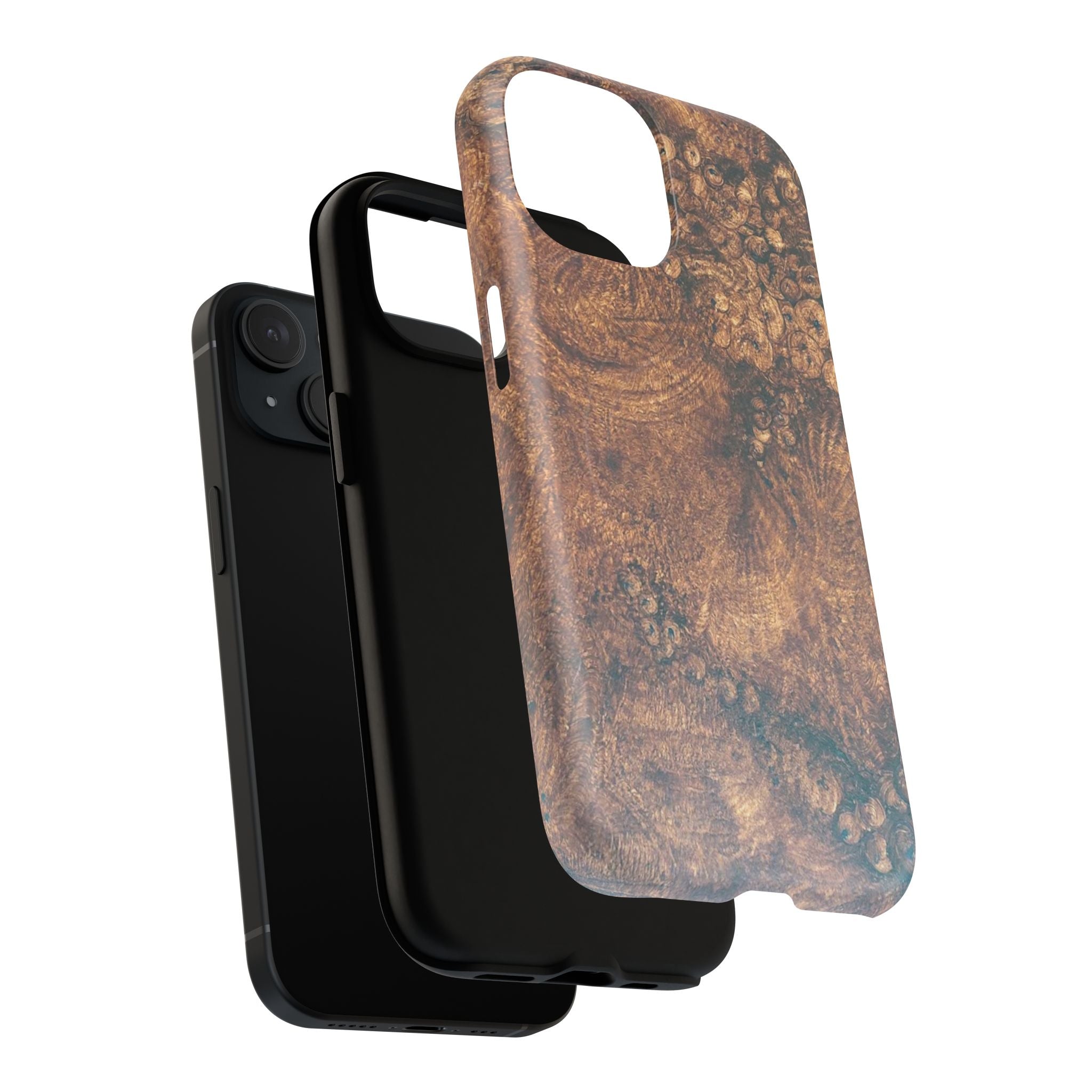 Durable Magnetic Phone Case with Unique Burl Wood Art Design by Studio Blitz that will make people take notice.