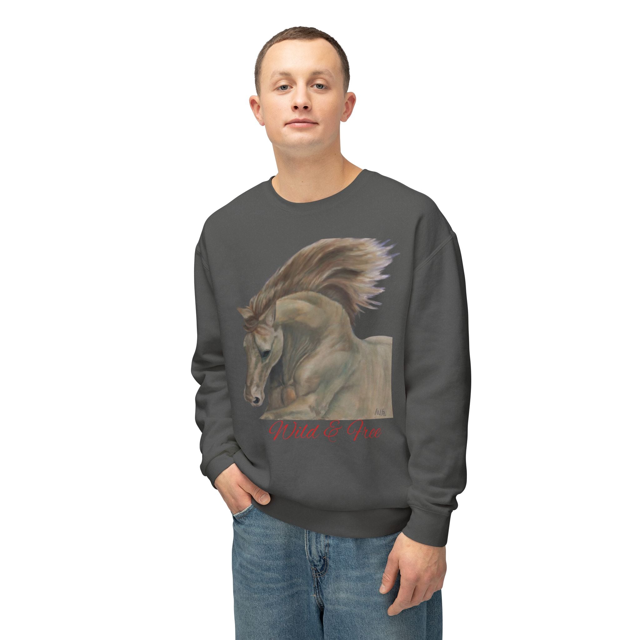 Horse Lovers Unisex Sweatshirt - Wild & Free Art Design by Studio Blitz