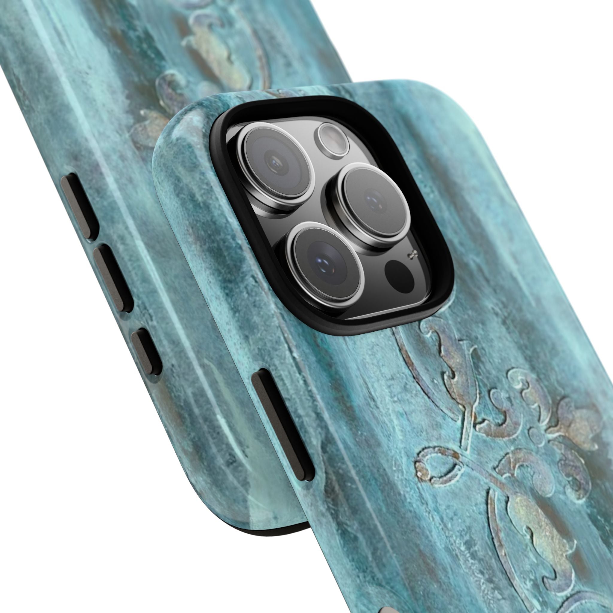 Elegant Phone Case with Abstract Art & Scroll Design