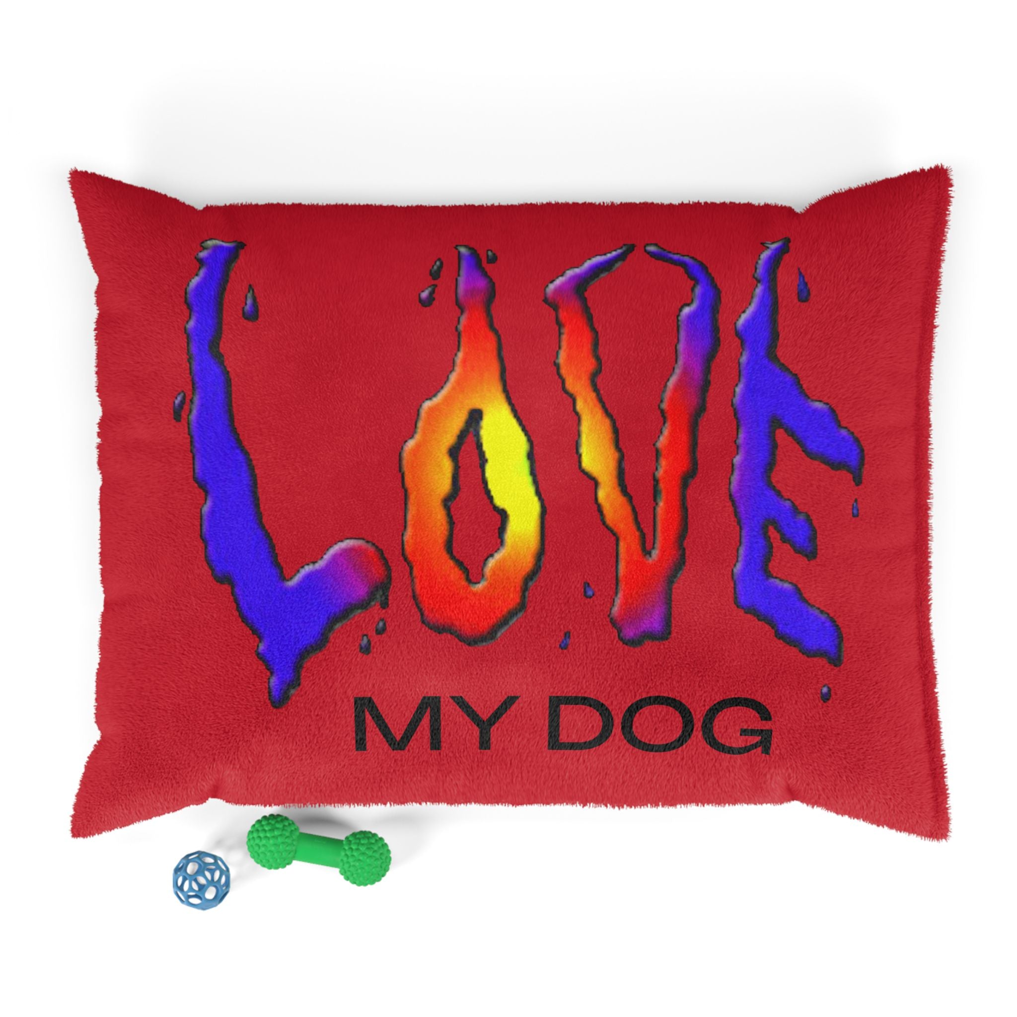 Vibrant Red Dog Bed -  Comfy with LOVE Art Design by Studio Blitz