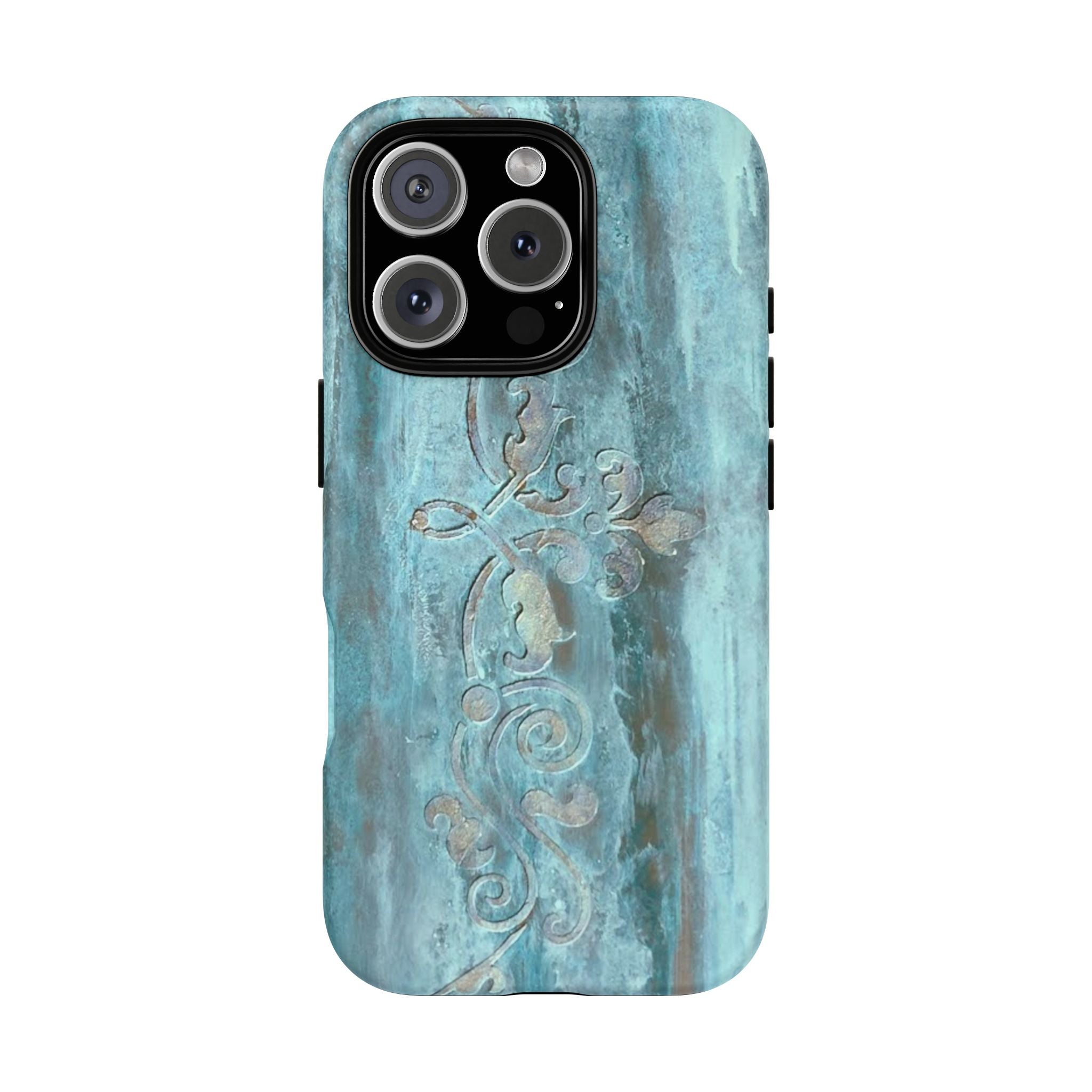 Elegant Phone Case with Abstract Art & Scroll Design