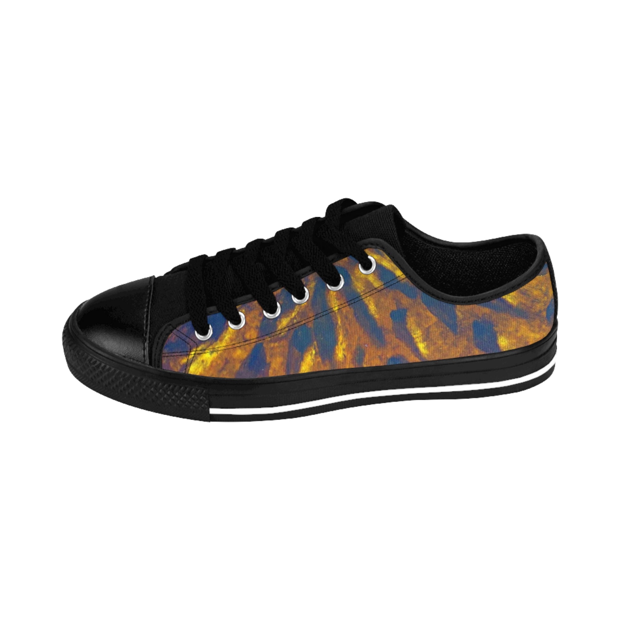 Casual Sneakers with Unique Gold & Black Abstract Art by Studio Blitz