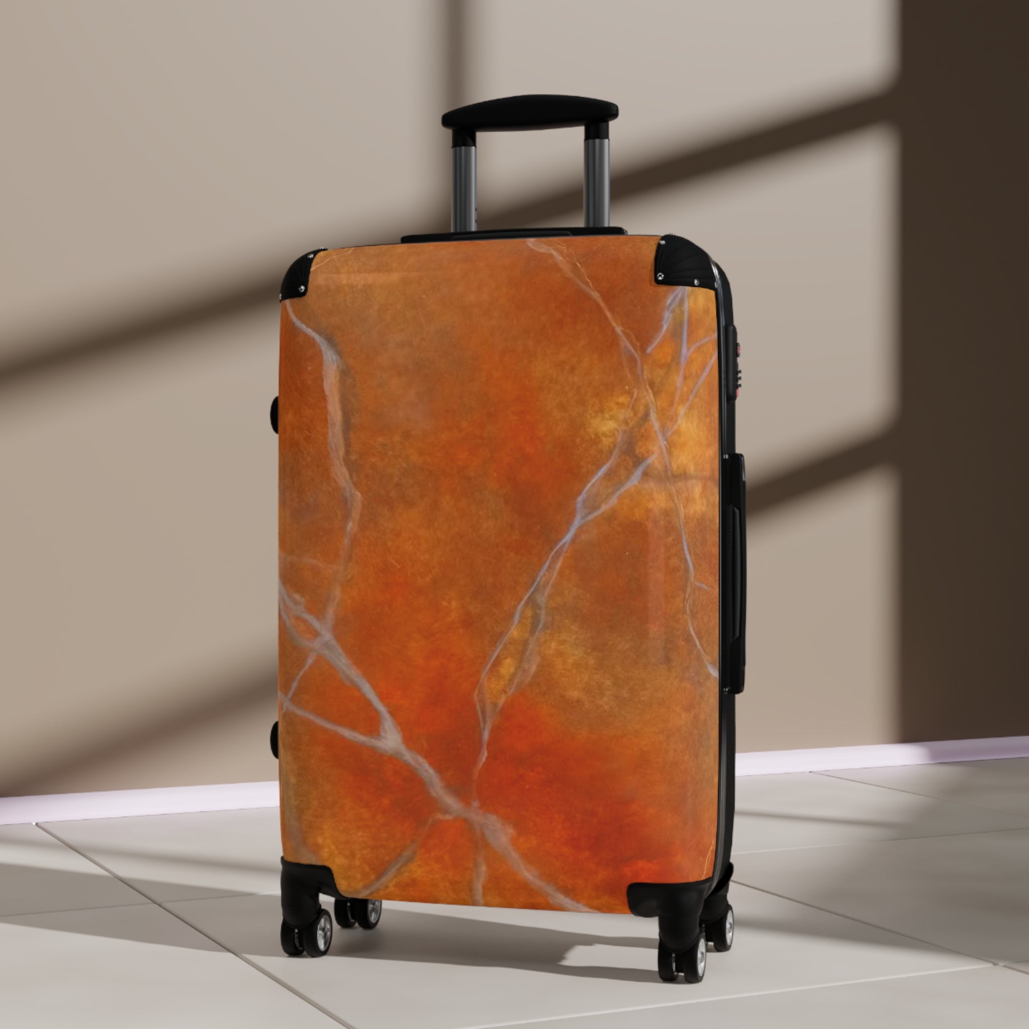 Suitcase - Red/Orange Marble Design by Studio Blitz