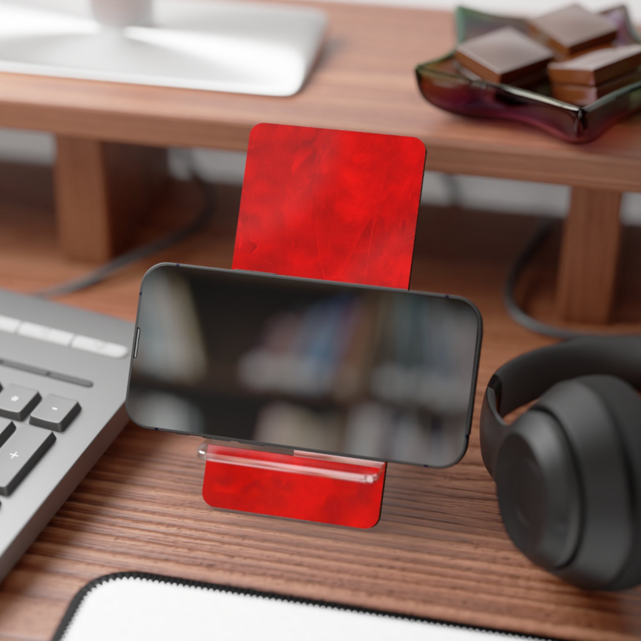 Eye Catching Phone Stand - Leather-like Red Display Stand by Studio Blitz