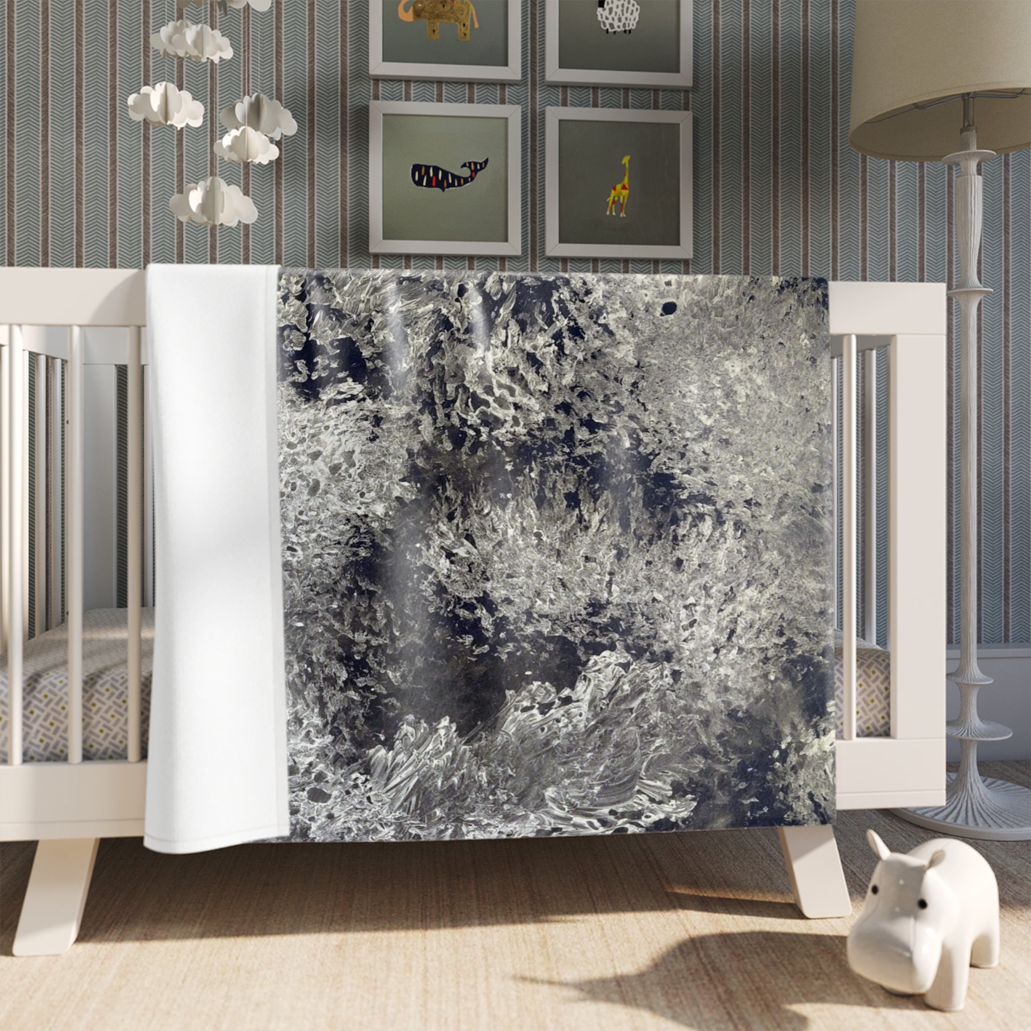 Abstract Throw Blanket - Dramatic Black & White Design by Studio Blitz