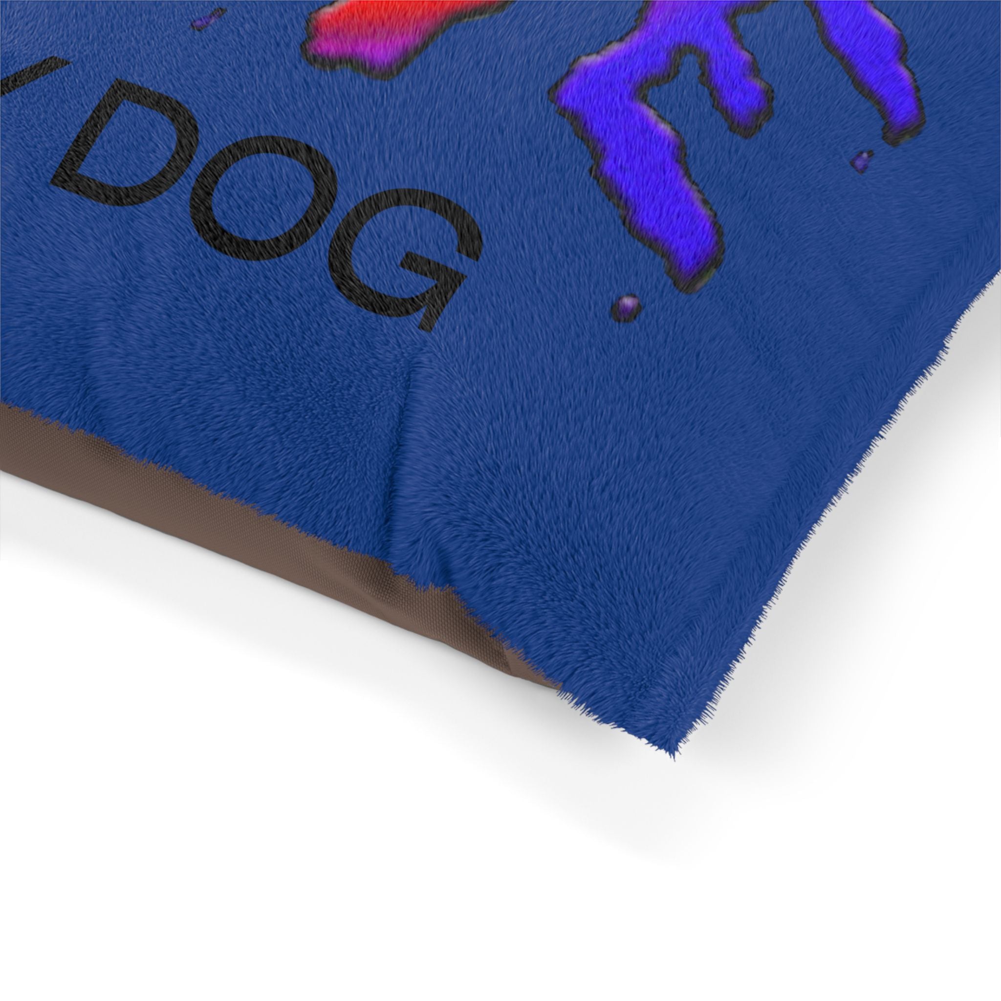 Super Colorful Blue Dog Bed - 'LOVE' Art Design by Studio Blitz
