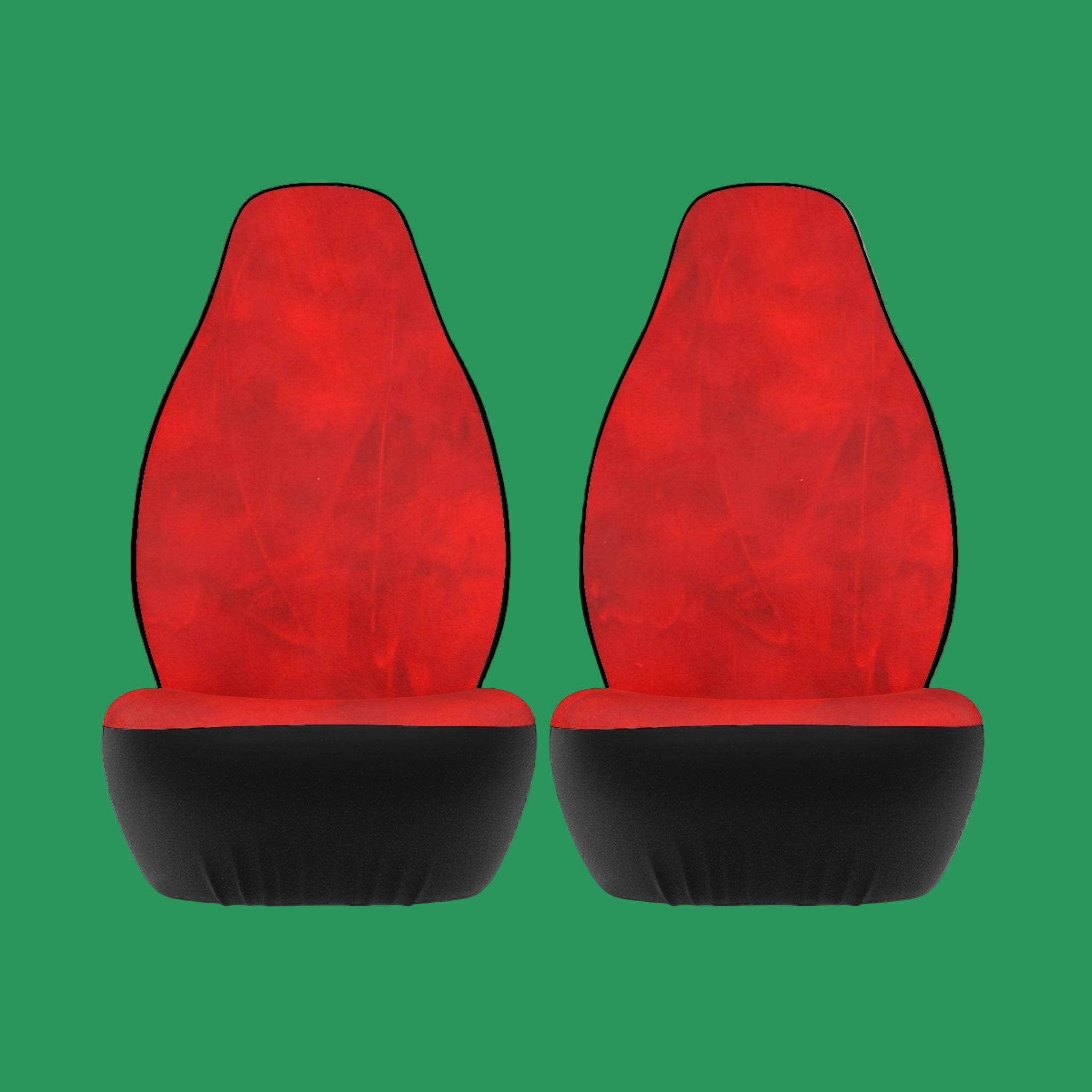 Two red abstract leather by Studio Blitz on a green background