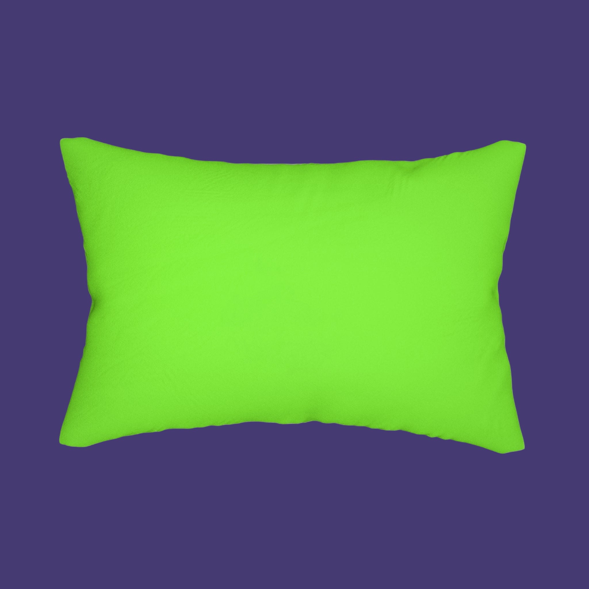 Back of Green pillow on a purple background