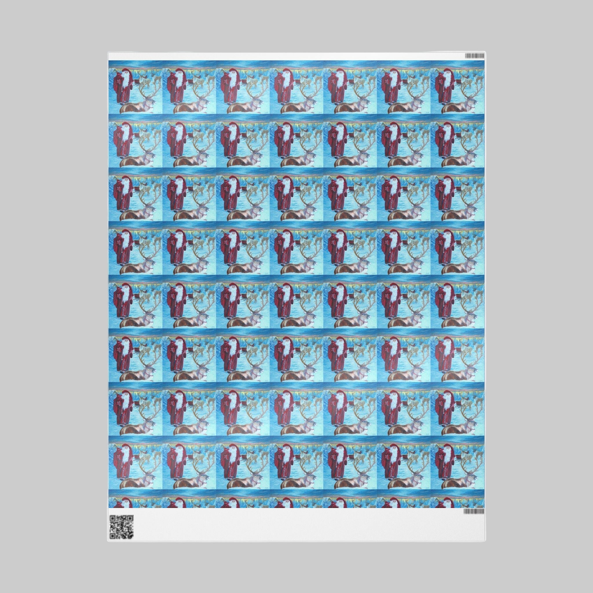 Patterned paper with Santa and Reindeer  design on a blue background