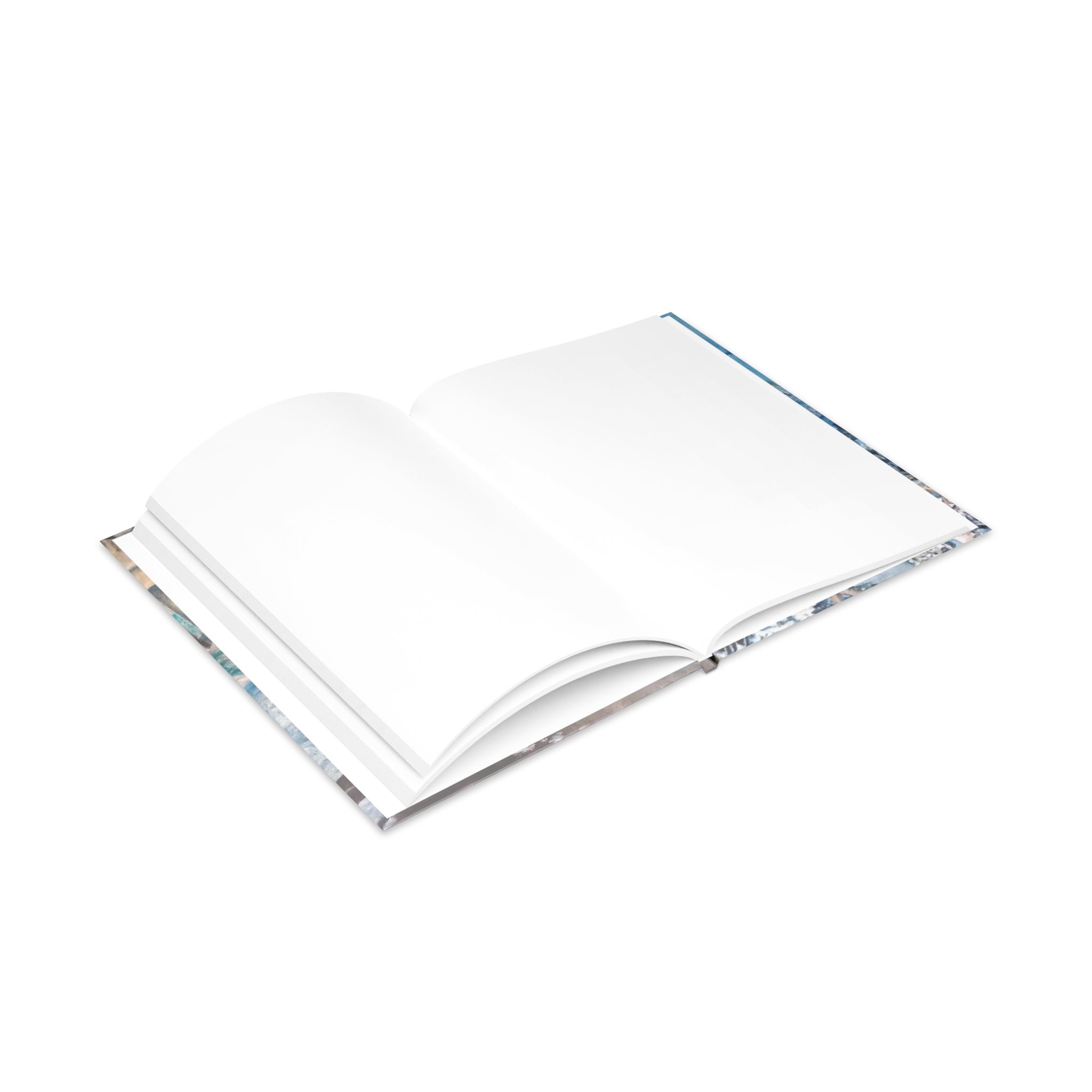 Open journal on a white background