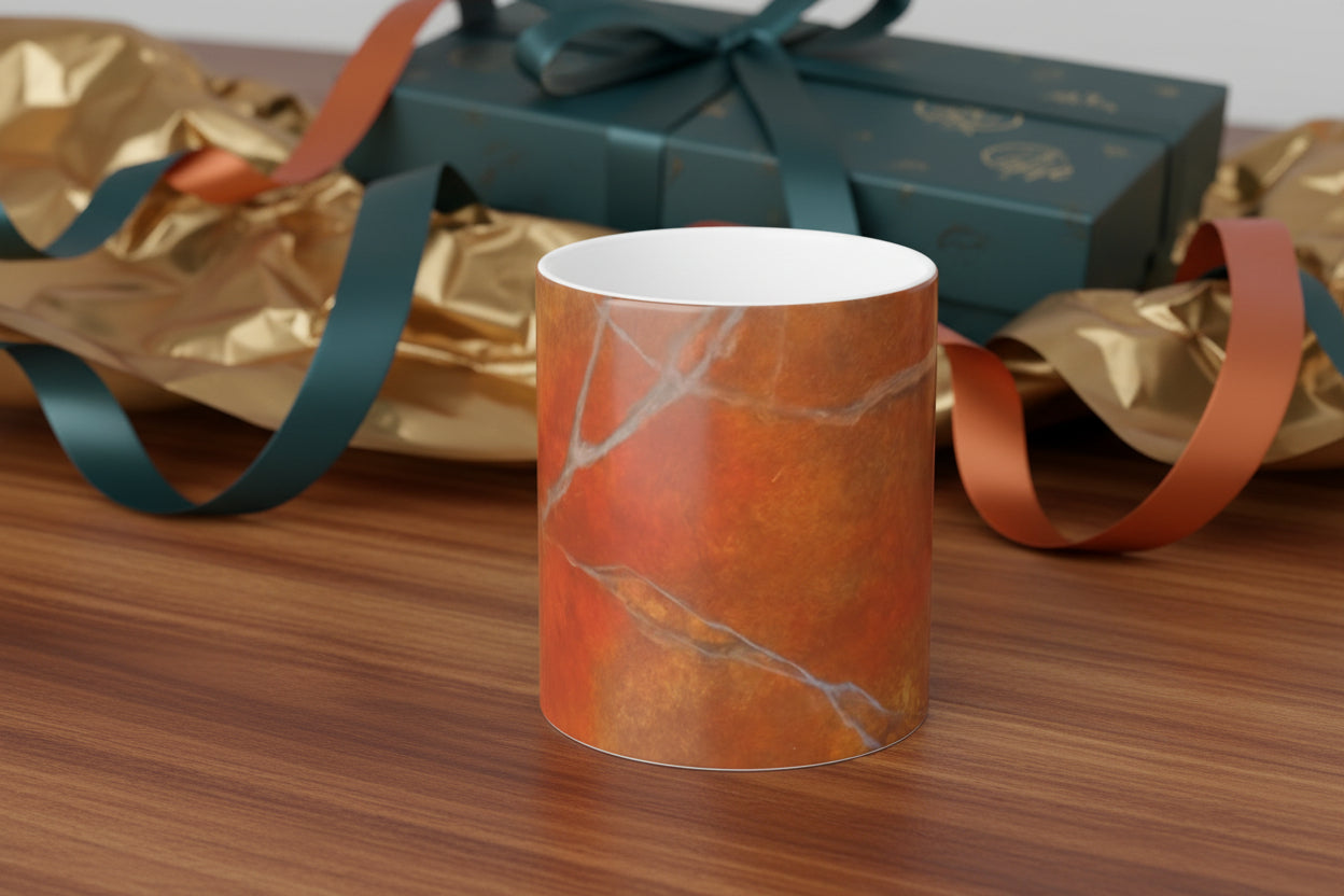 Marble-patterned mug on a white background