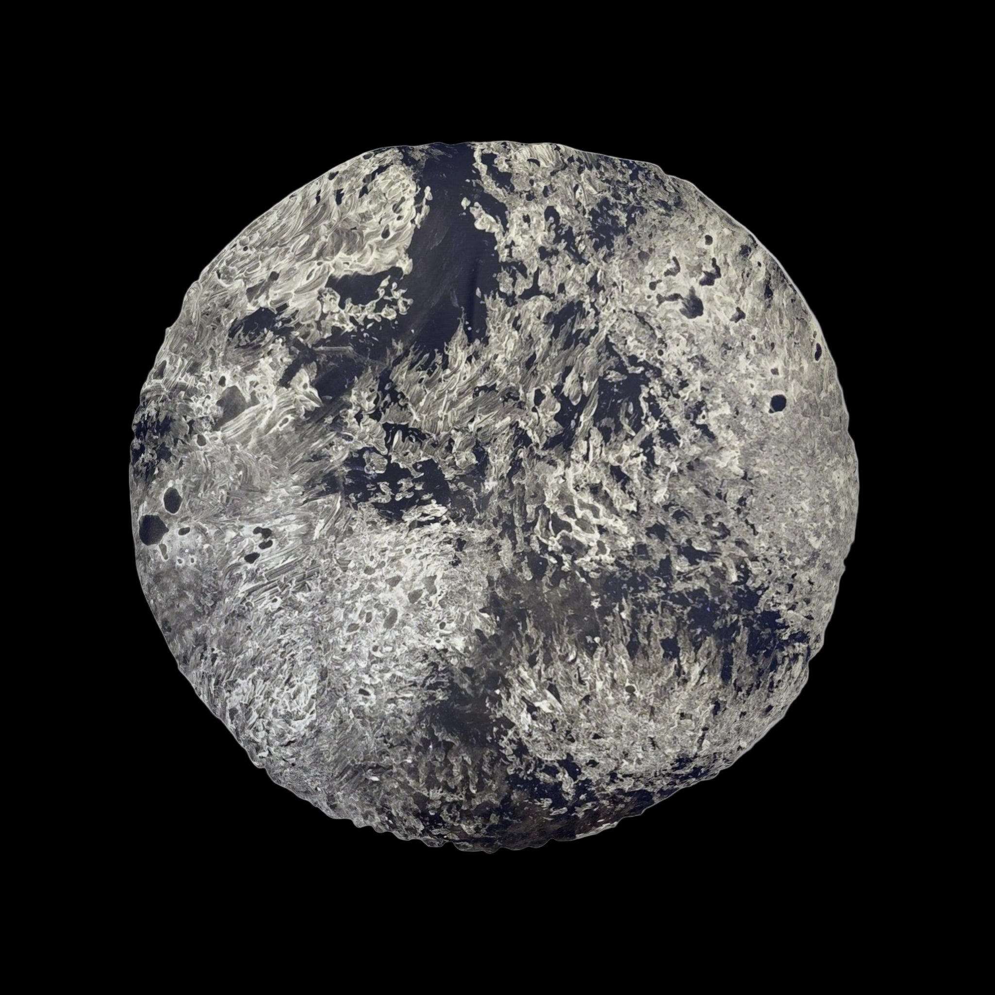 Unique Close-up of a lunar looking surface floor pillow with craters