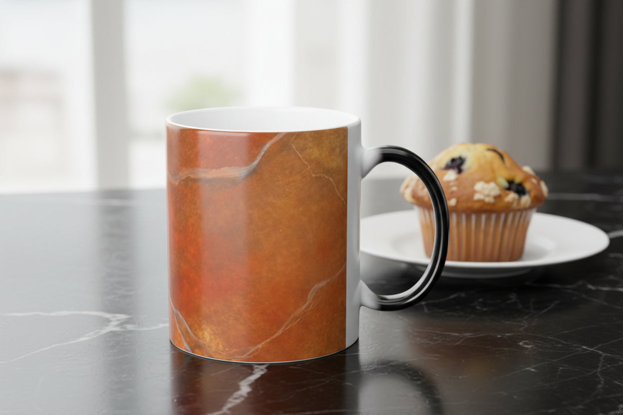 Mug in red orange marbling in 11 oz