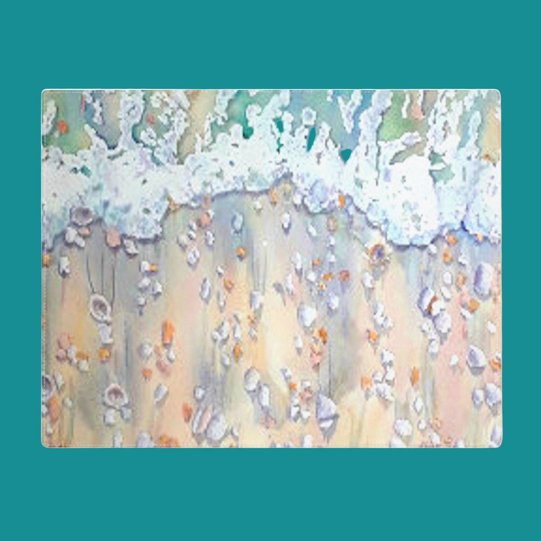 Colorful abstract design on a teal background