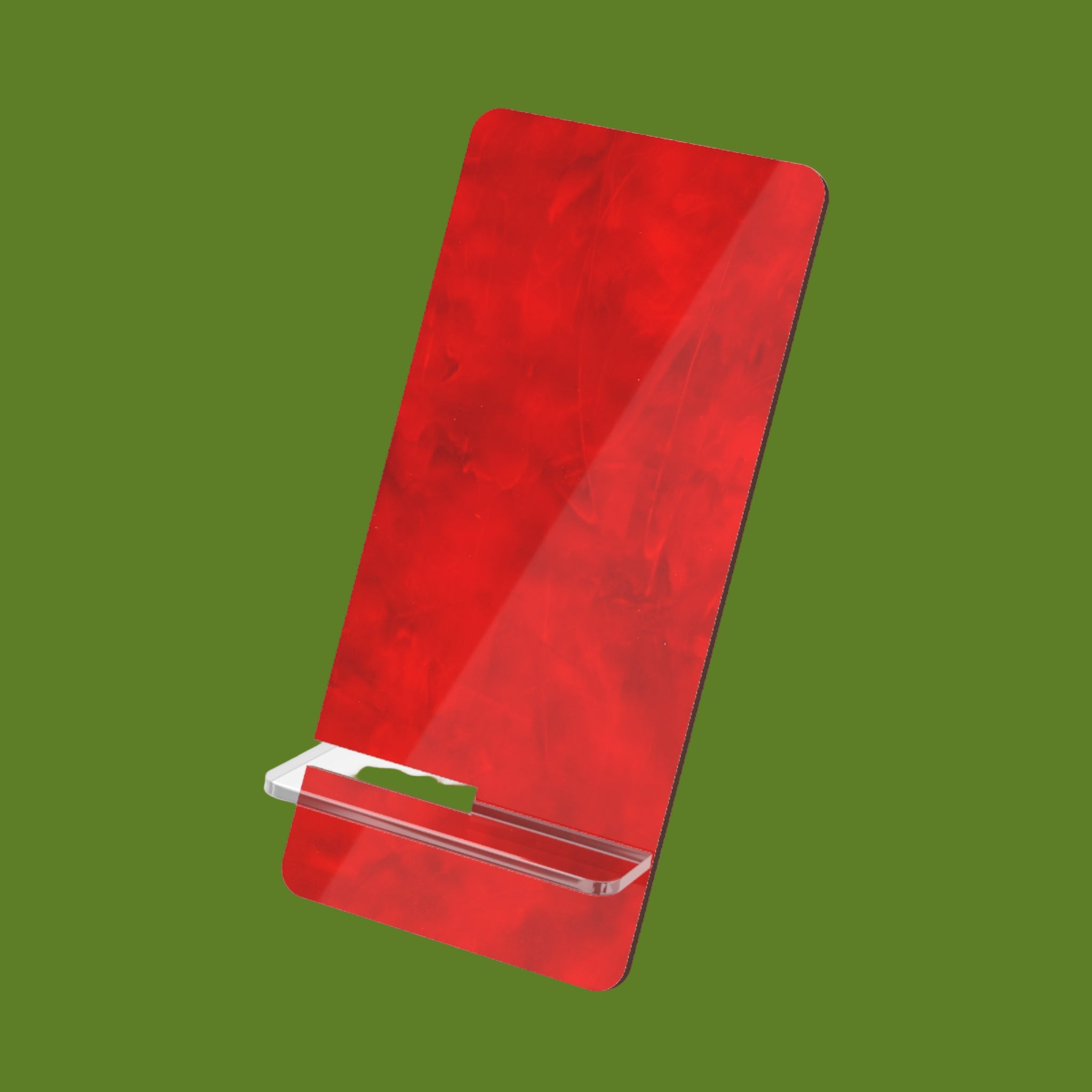 Red phone stand on a white background