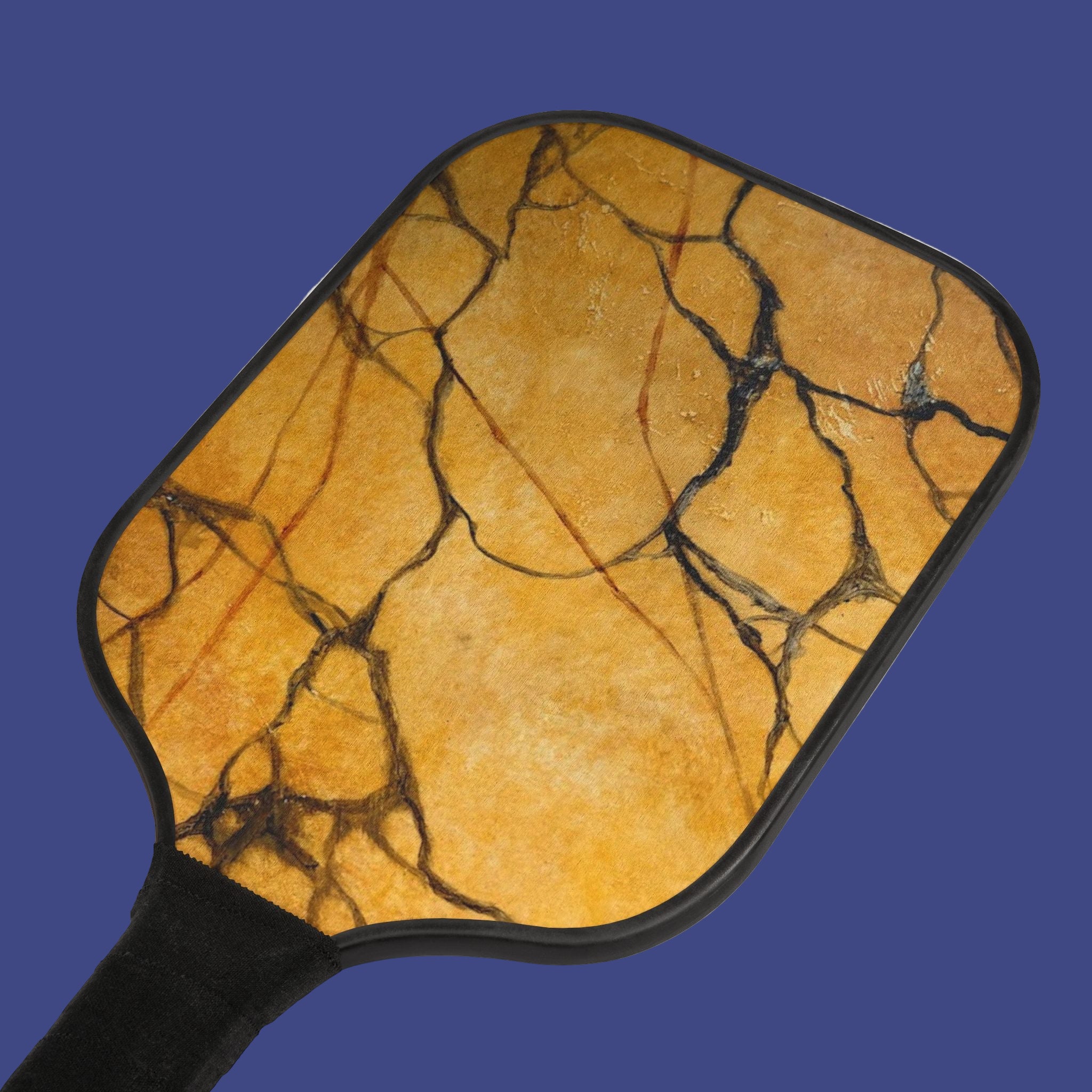 Marble-patterned paddle on a blue background