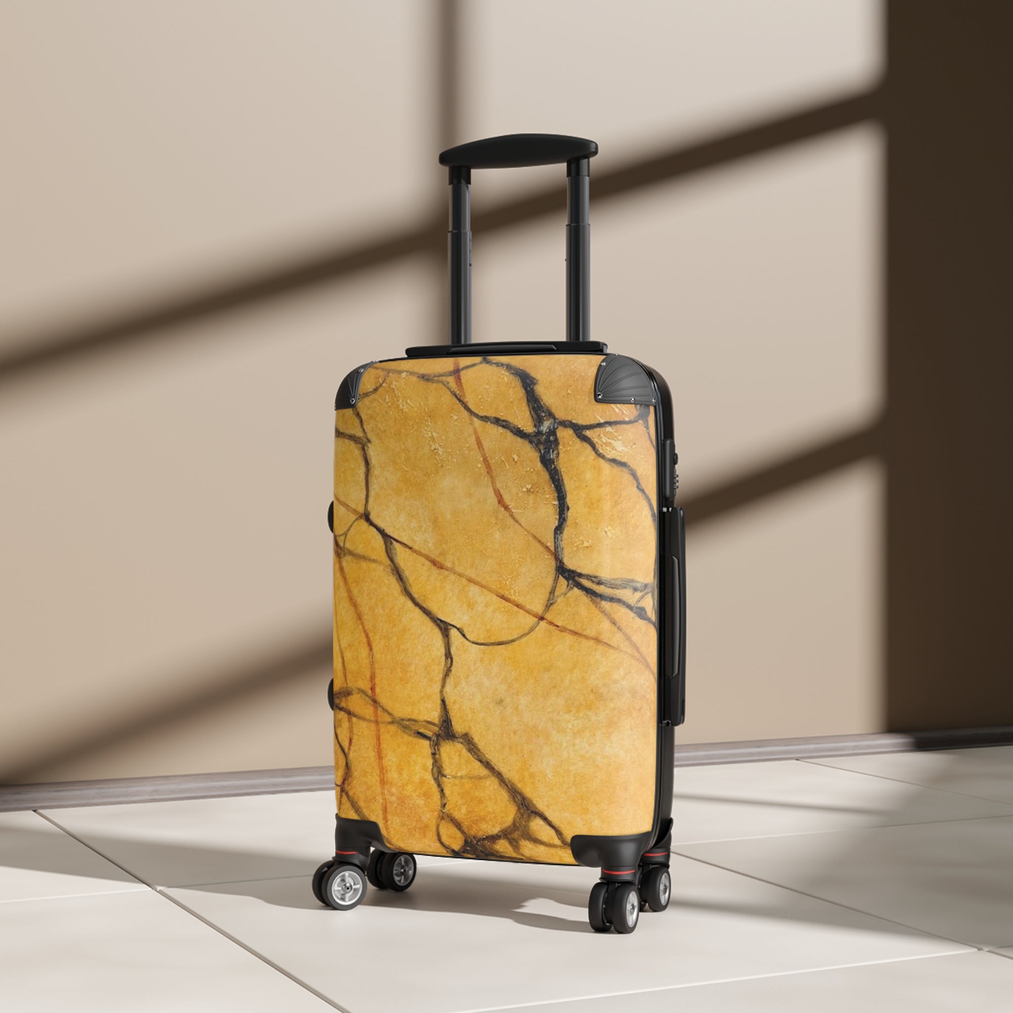 gold marble pattern luggage on wheels