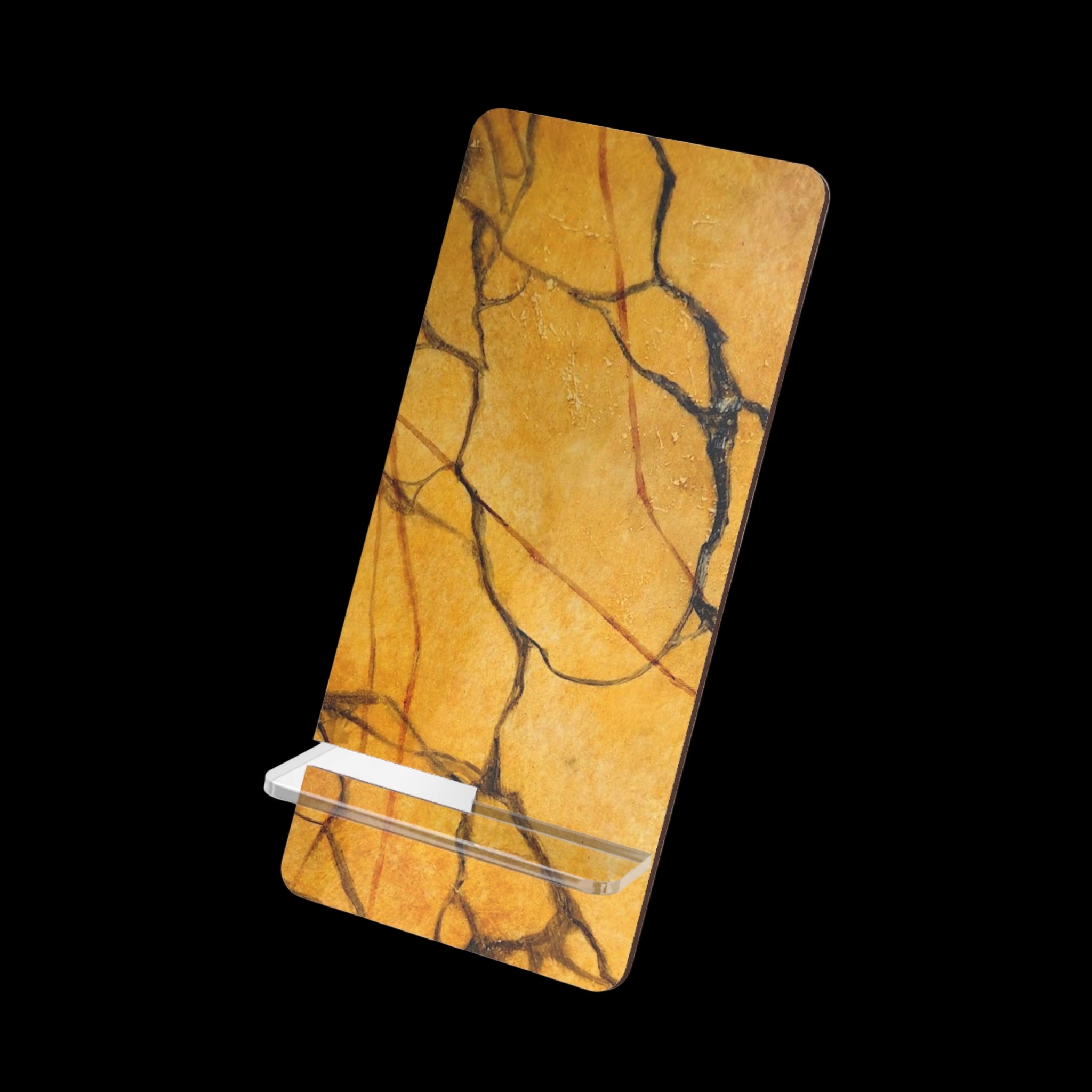 Marble-patterned phone stand on a white background